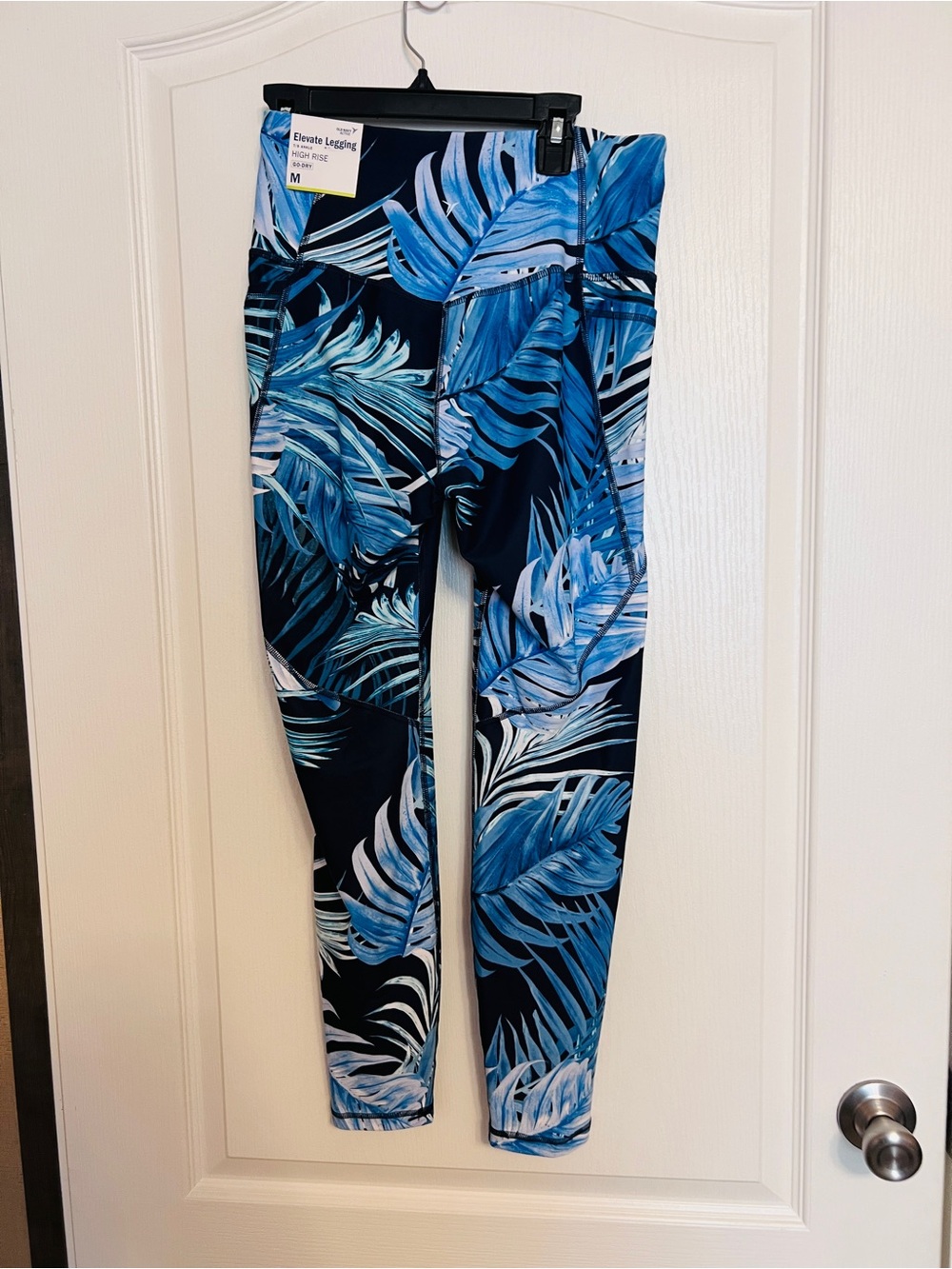 Old Navy Blue Tropical Leaf Print Leggings